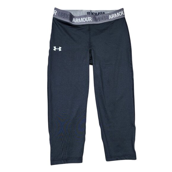 Under Armour Youth Black Capri Leggings YXL Polyester/Elastane‎ Sportswear - Picture 1 of 6